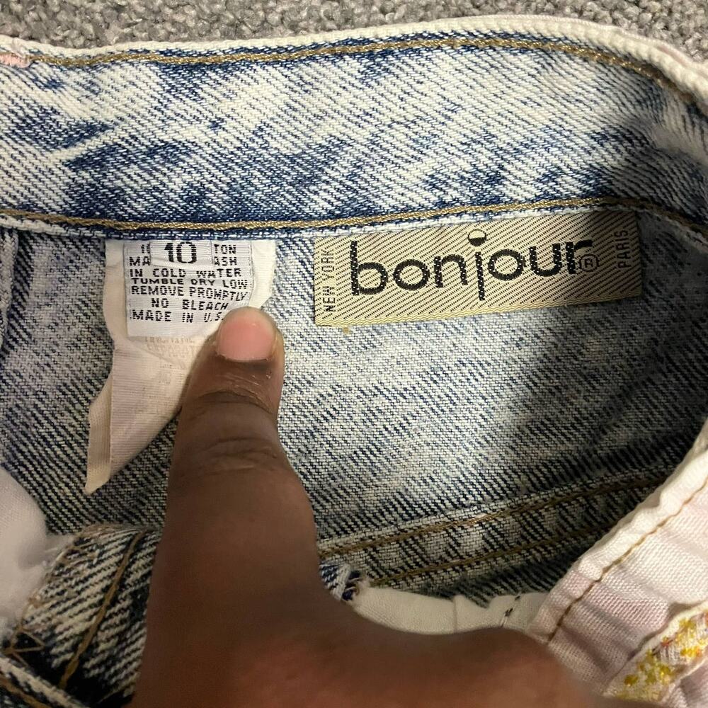 Vintage Bonjour High Waisted Patchwork Denim Shorts Size 10 - Picture 5 of 8